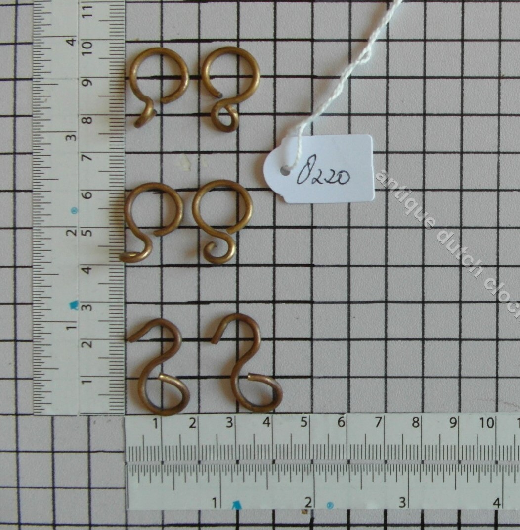 SET ORIGINAL BRASS HOOKS AND RINGS FOR CHAIN WARMINK CLOCKS
