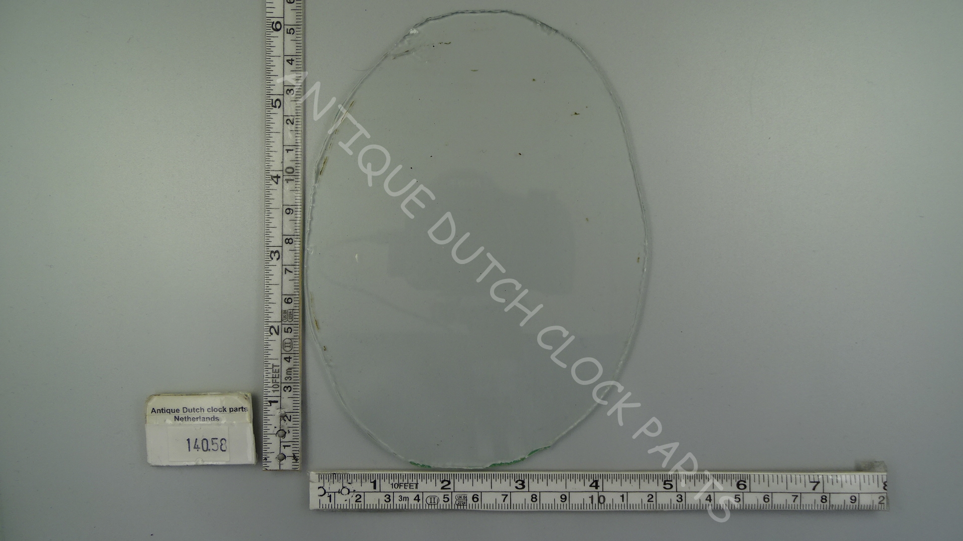 LARGE ANTIQUE GLASS FOR THE TAIL WINDOW OF A FRIESIAN TAIL CLOCK