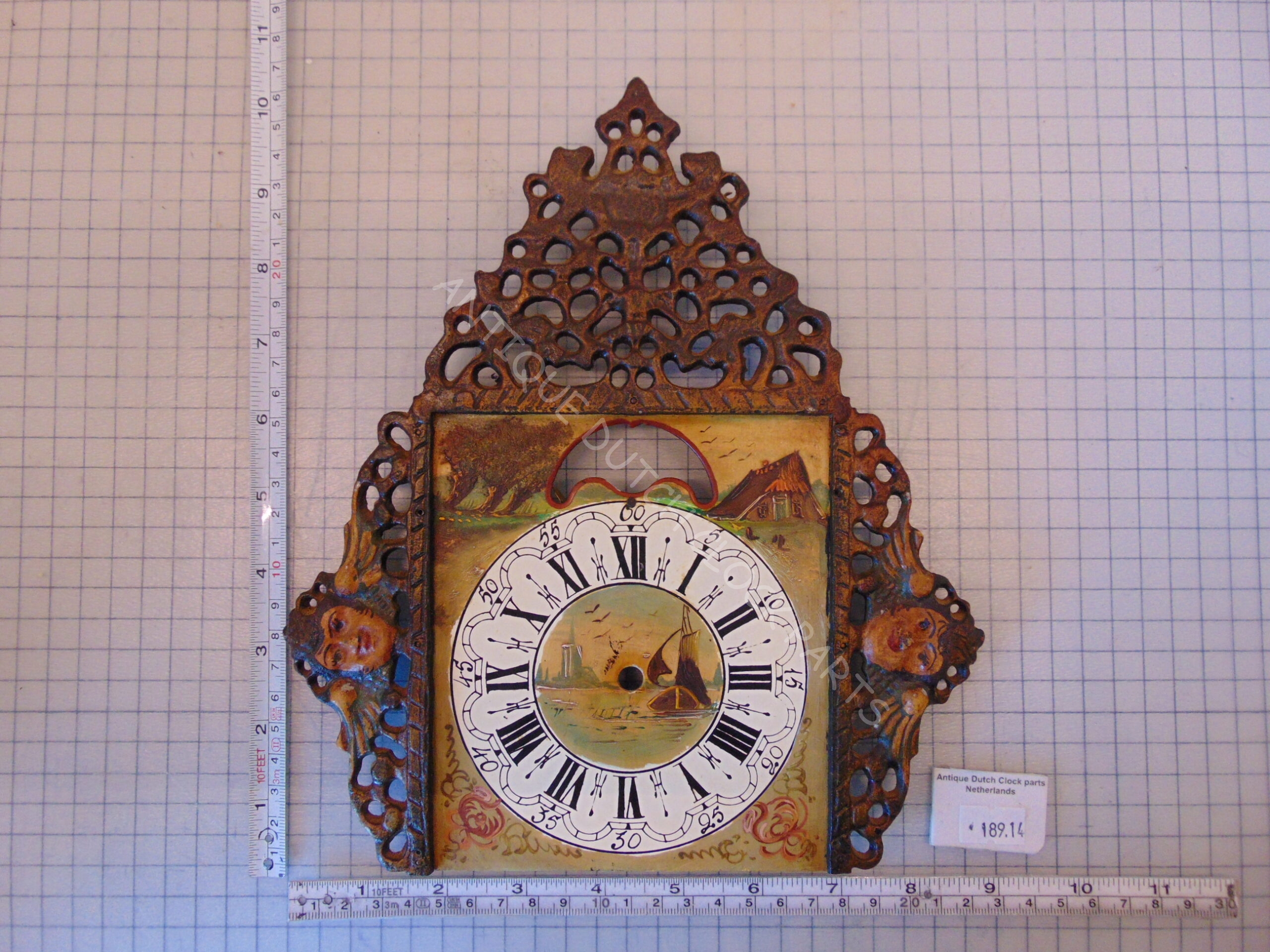 HAND PAINTED DIAL WITH LEAD ORNAMENTS FOR SMALL WARMINK STOELTJES CLOCK