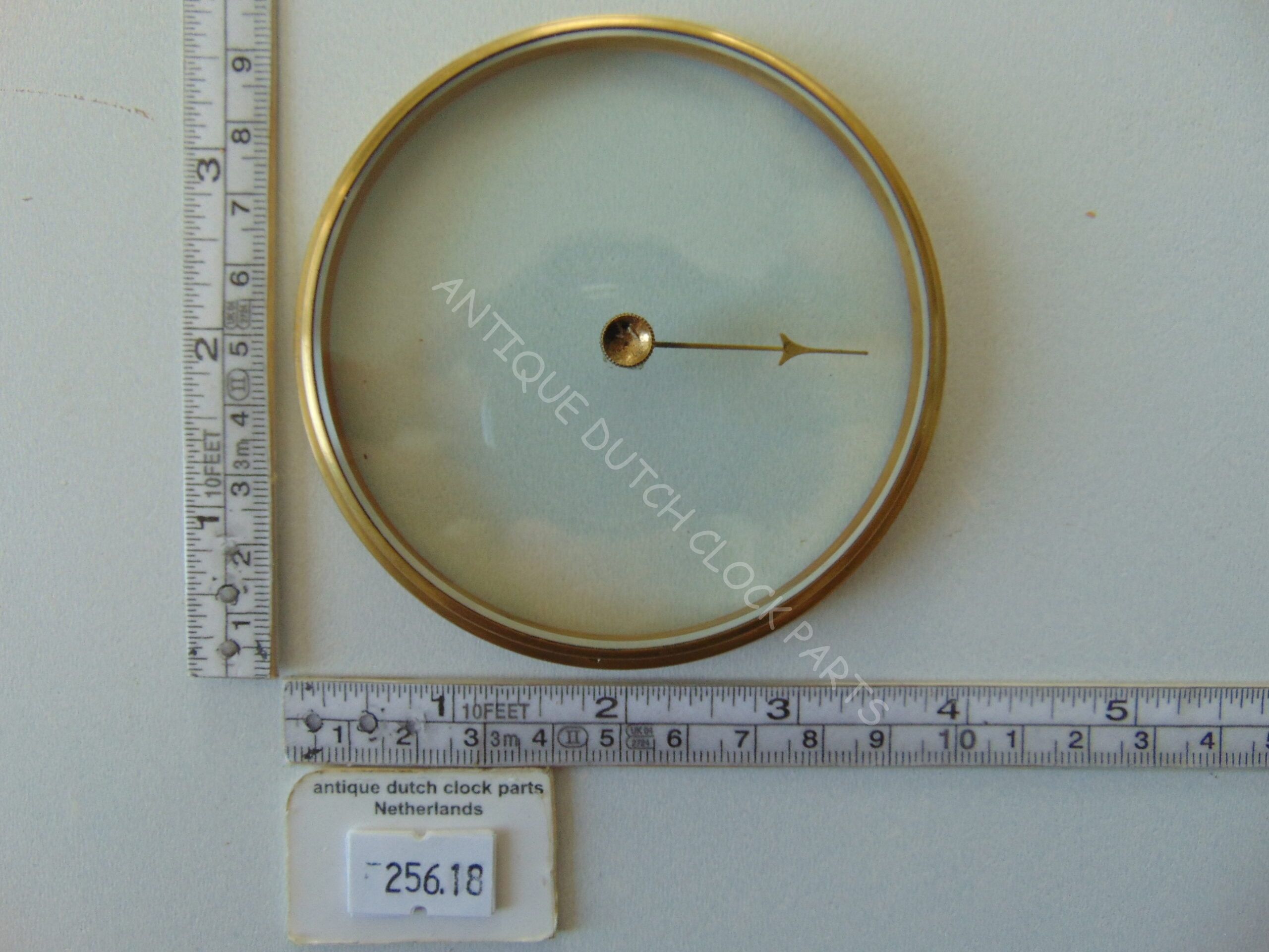 ANTIQUE FLAT BEVELED GLASS FOR BAROMETER WITH POINTER NEEDLE AND BRASS RING