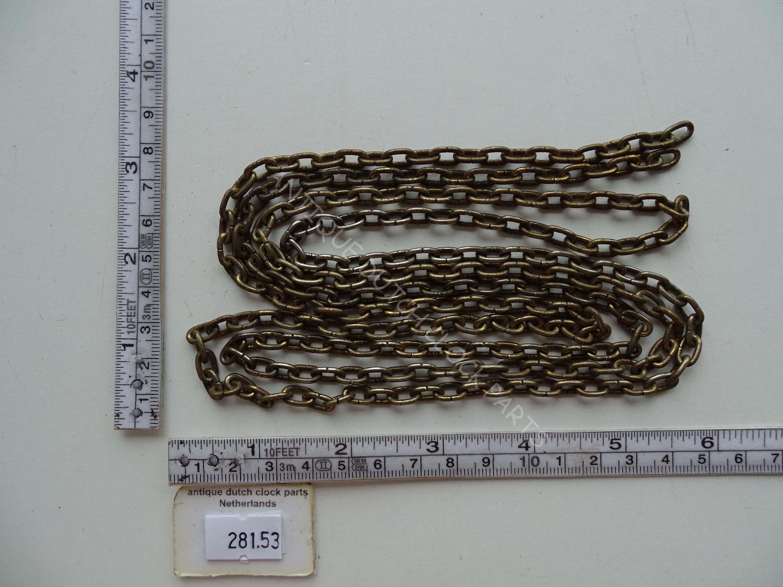 BRASS CHAIN FOR DUTCH SALLANDSE CLOCK WITH UW 7/47 CLOCKWORK 63" OR 160 CM TALL