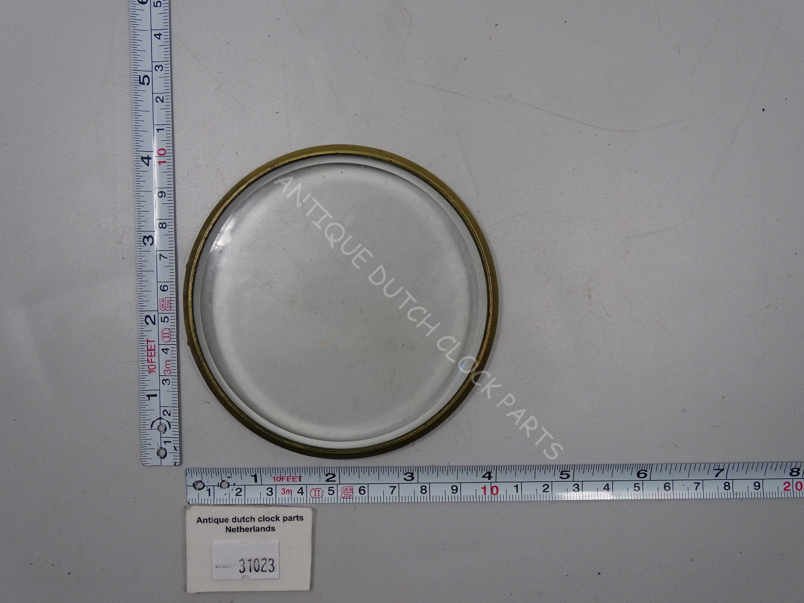 BRASS DOOR WITH FLAT BEVELED GLASS FOR A FRENCH MANTEL CLOCK 3 15/16″ OR 10 C...